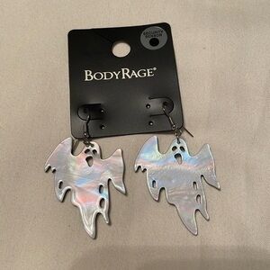 Body Rage Iridescent Halloween Two Sided Ghost Dangle Pierced Earrings